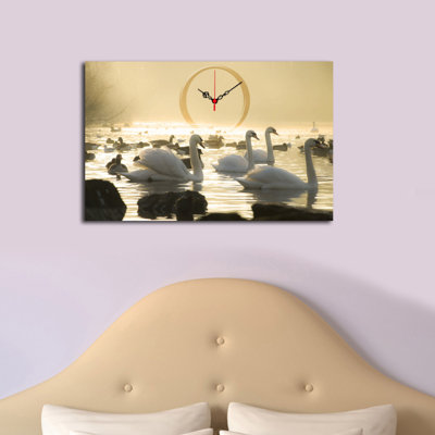 Elegant Decorative Canvas Wall Clock, 17.7 x 27.6 inches | 100% Suede Canvas, 100% Wooden Frame (Thickness: 1.2 inches) | Stylish Home Décor for Living Room, Bedroom & Office, Unique and Functional Timepiece