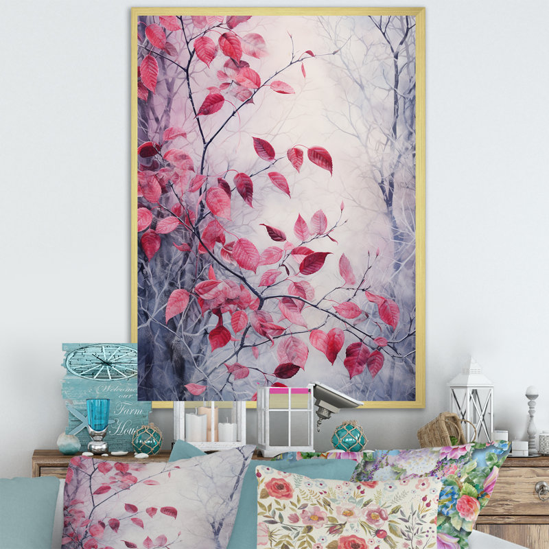 «Leaves Charm in Moody Overcast I», reproduction sur toile, Cadre doré simple, H 44 po x l 34 po x P 1,5 po