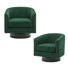 Fauteuil demi-tonneau pivotant en velours côtelé vert foncé avec base en bois massif Applewold