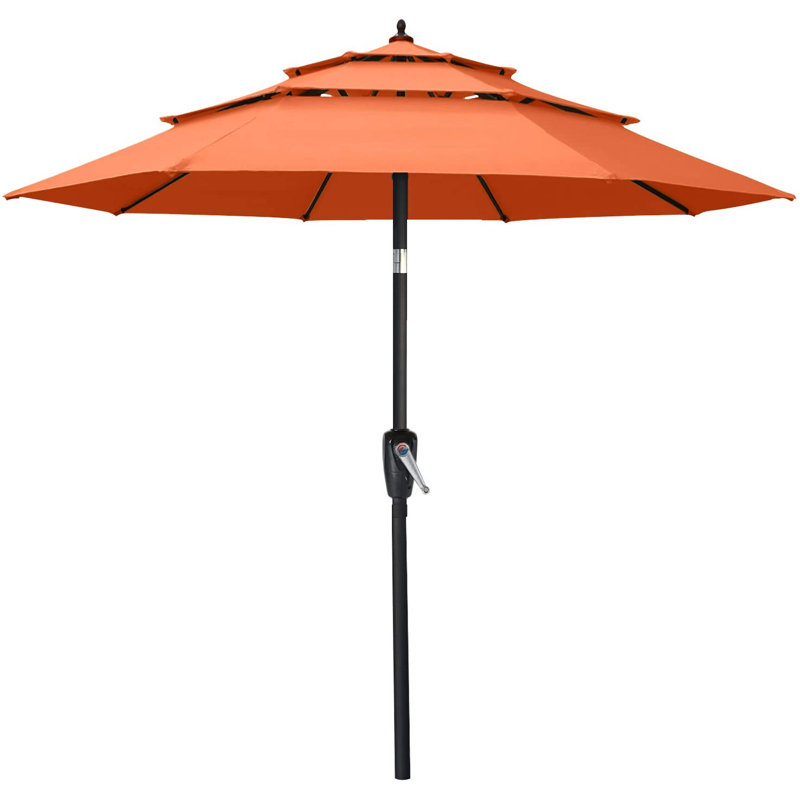 Parasol de marché éclairé Caerphilly, Orange, 129.9" W x 129.9" D