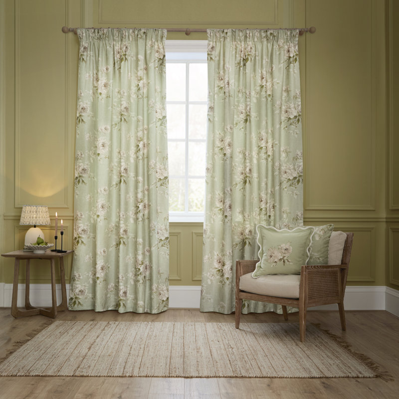 Adele Room Darkening Curtain Panel Pair, Green, 65.75cm Width x 228cm Drop