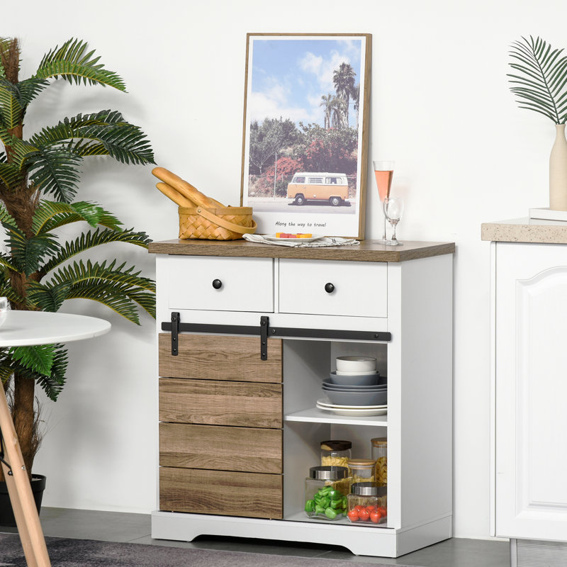 Armoire-bar Farmhouse, armoire à vin avec porte de grange avec rangement, armoire buffet avec porte-bouteilles pour la cuisine