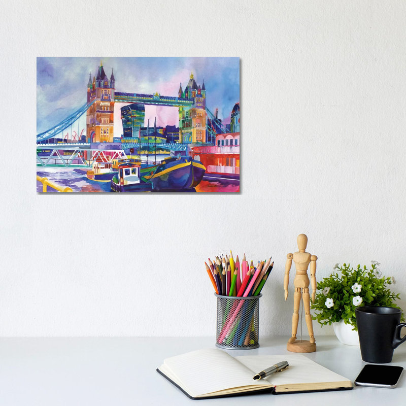 Sunset In London II - Wrapped Canvas Painting, 20.32cm H x 30.48cm W x 1.91cm D