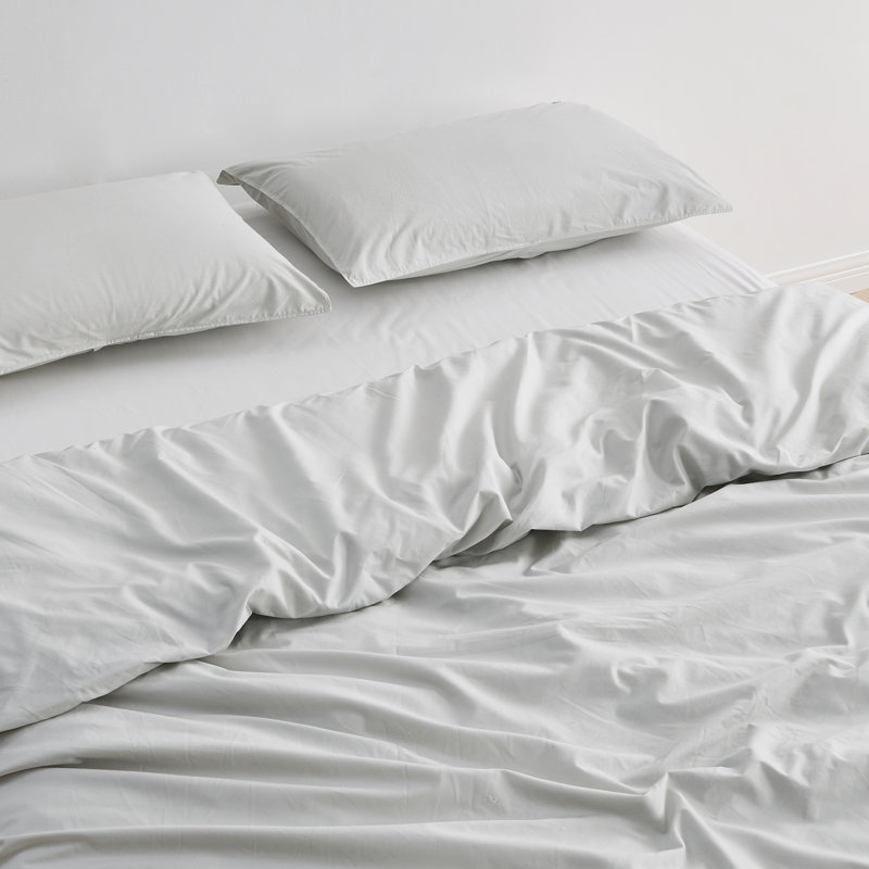 Glacier Gray Queen Pima Cotton Percale Duvet Set