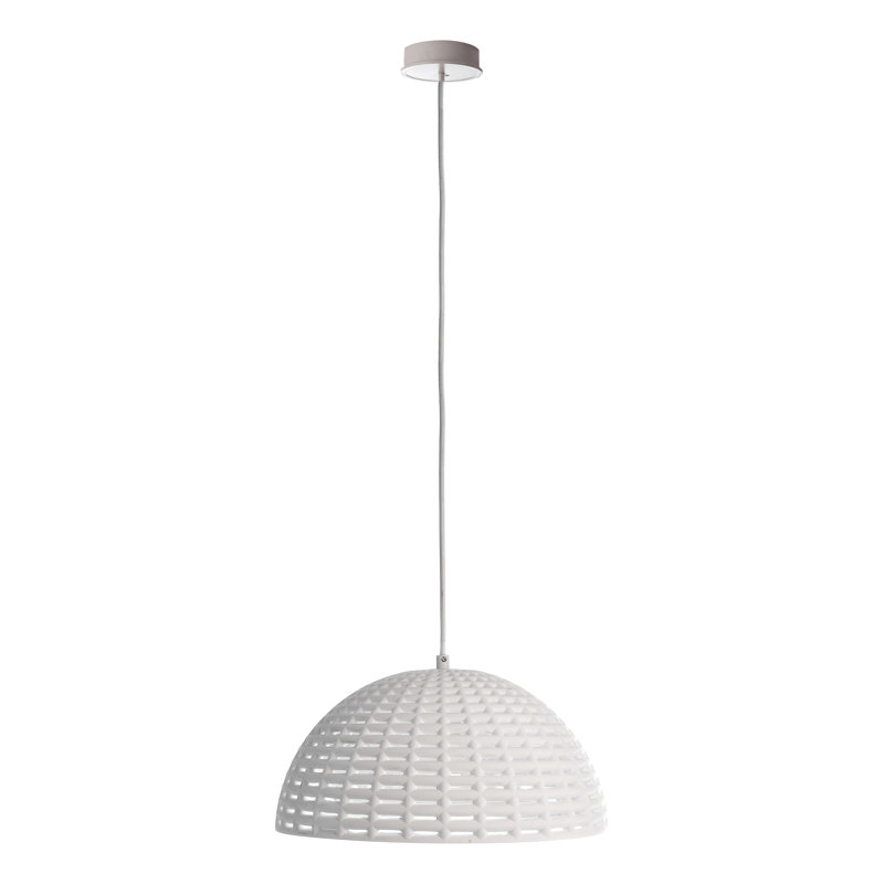 1 - Light White Dome Pendant, 17cm H x 34cm W x 34cm D