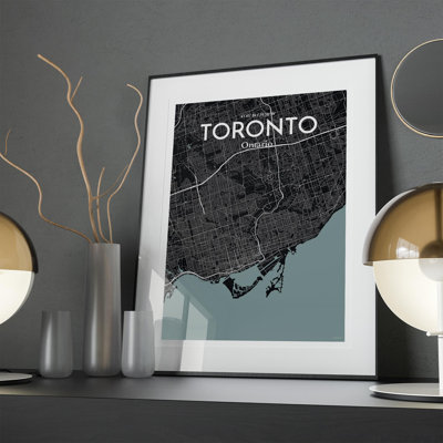 Toronto City Map in Midnight 1 Piece Wall Art