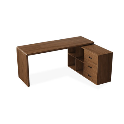 Dark walnut L-Shaped Solid Wood desks