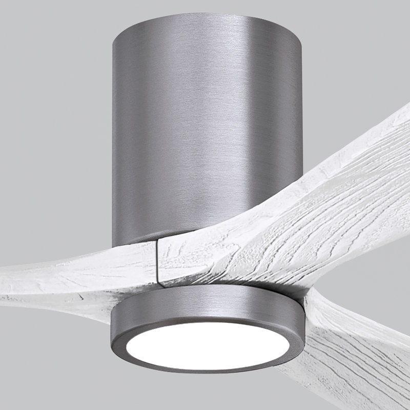 Irene LED Ceiling Fan, Matte White, Brushed Pewter, 52"