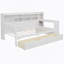Lit de jour simple en bois avec tablettes de rangement, lit multifonctionnel avec deux tiroirs de rangement-889085202