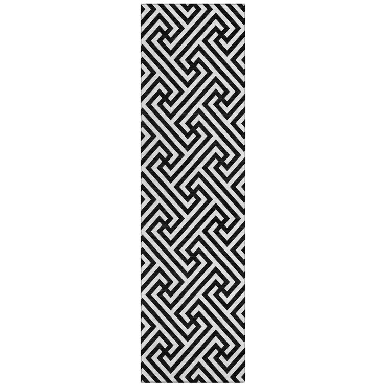 Flatweave Washable Geometric Indoor / Outdoor Rug