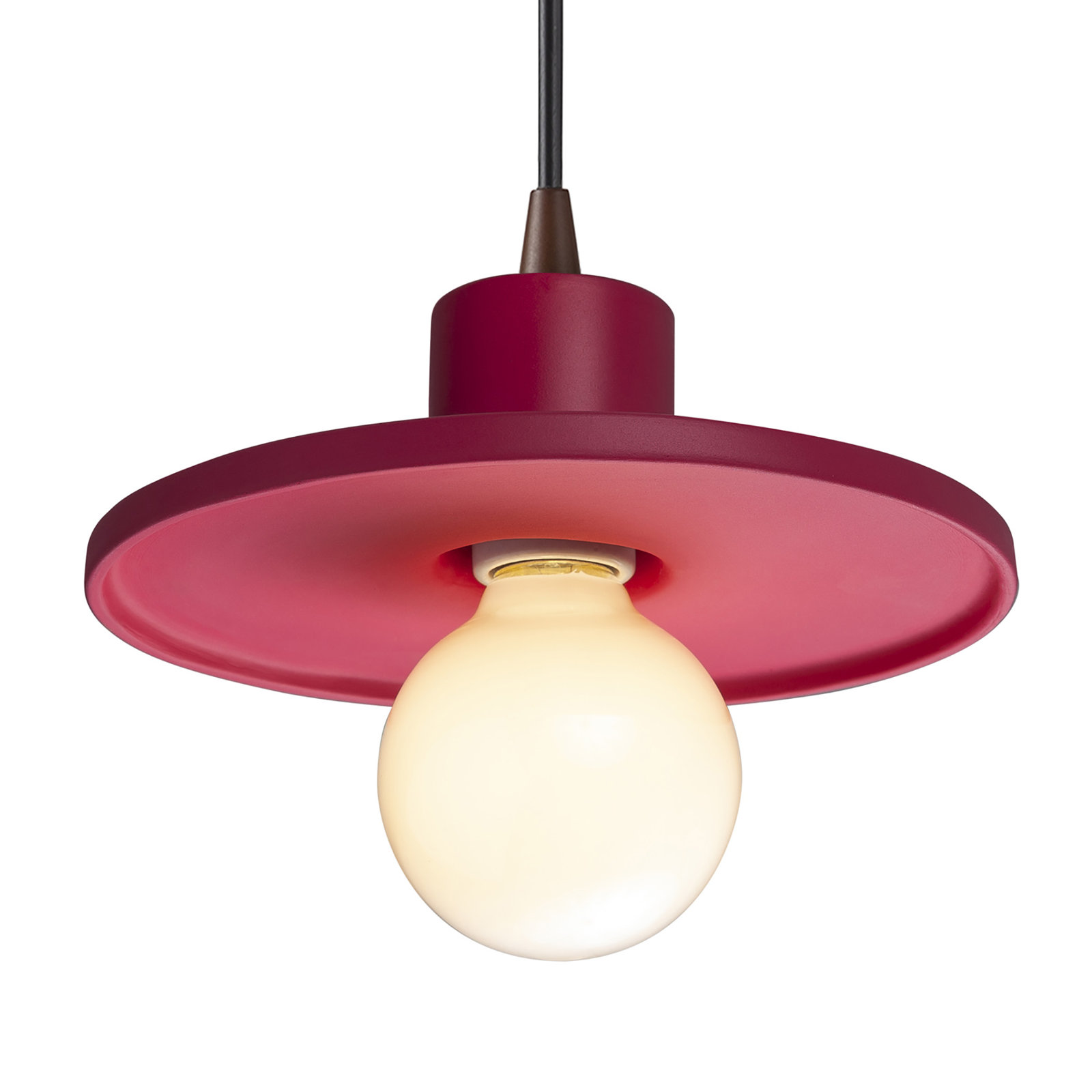 Marlena Dimmable Single Light Pendant, Cerise, Dark Bronze