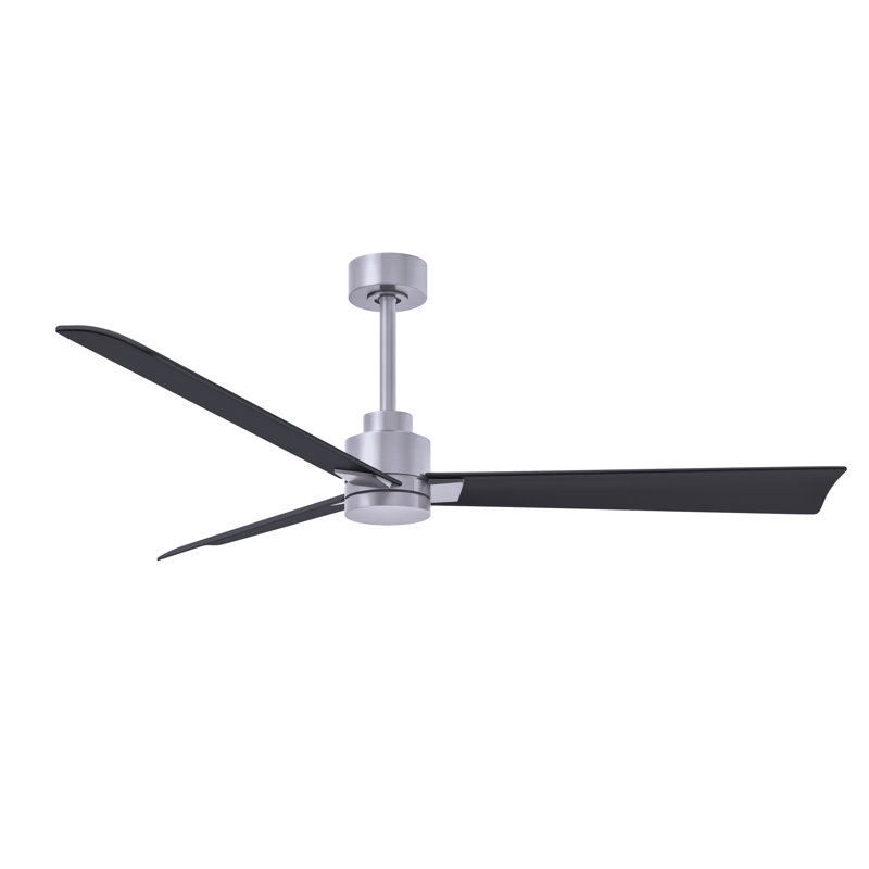 Alessandra Outdoor Downrod Ceiling Fan, Matte Black, Brushed Nickel