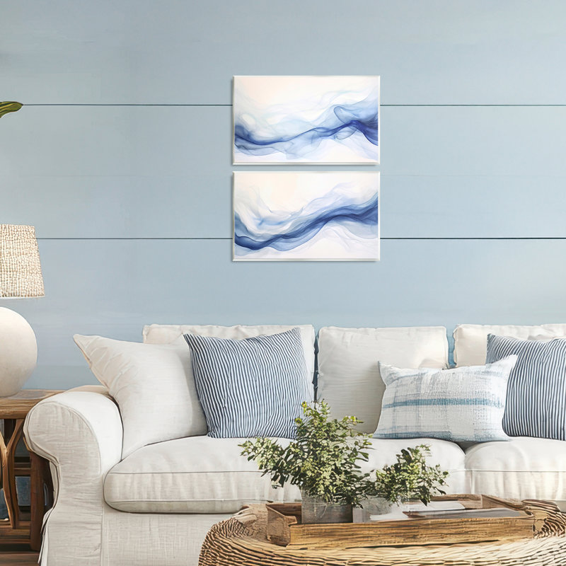 Ensemble de 2 plaques murales Dreamy Indigo Mist, par Andrea Haase, H 10 po x l 30 po
