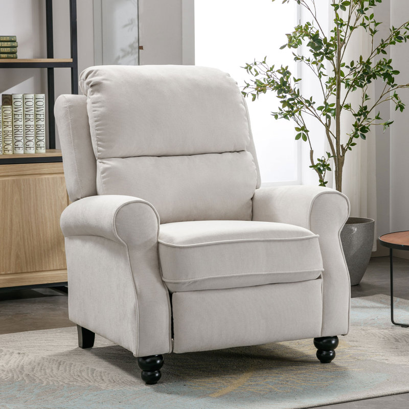 Claire 35.4'' W Classic and Soft Push Back Recliner with Wide Backrest, Beige Polyester Blend
