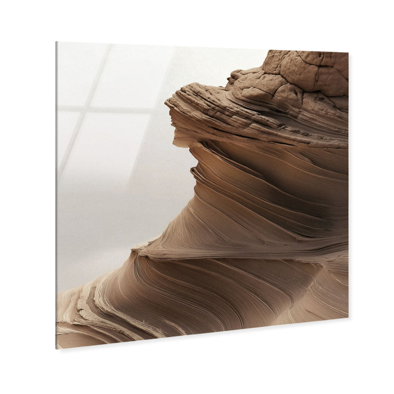 Stoic Sandstone I High-Gloss Frameless Acrylic Glass Wall Art Abstract Print by Oliver Gal, Ready to Hang, 12 x 12
