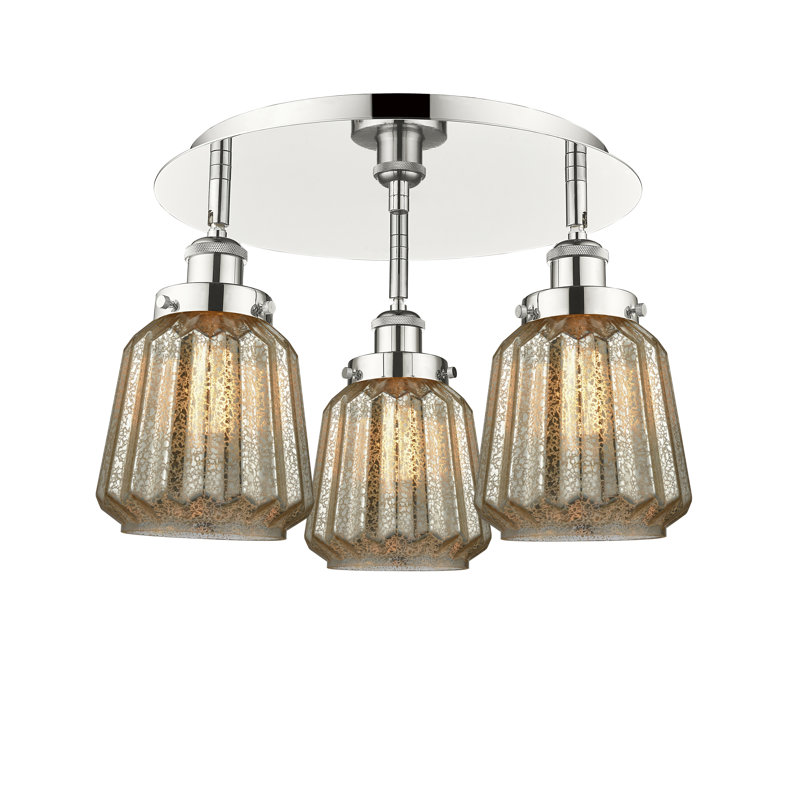 Bayron Glass Flush Mount, Mercury, Polished Nickel