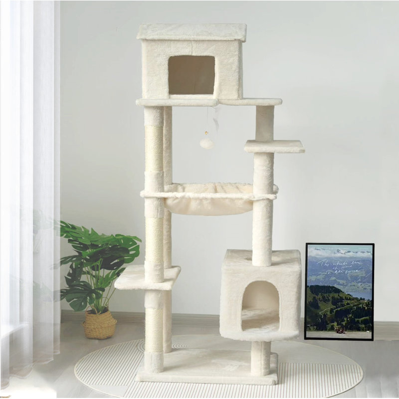 Arbre à chat 64 pouces multi-niveaux, Beige