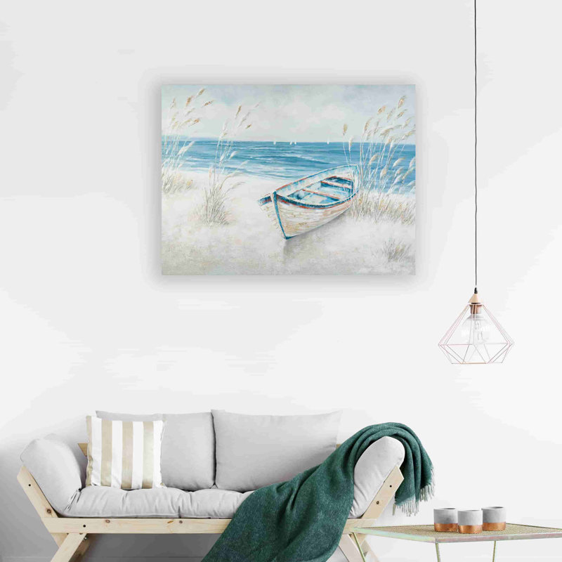 Flatley " Boat On The Reeds Beach ", 30" H x 40" W x 1.5" D
