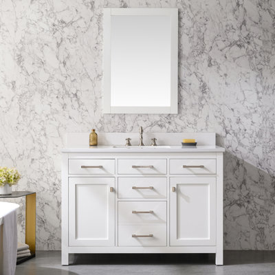 48'' Engineered Stone Single Bathroom Vanity Top with Sink