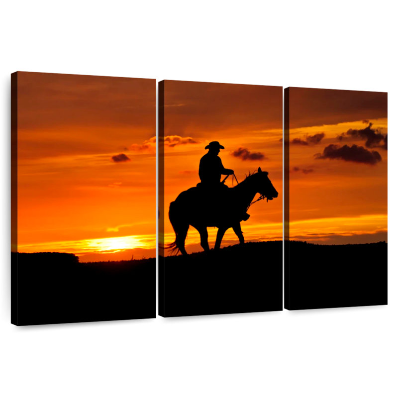 Coucher de soleil à cheval Mehar, H 42 po x l 65 po