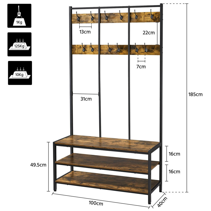 Aarran Freestanding 24 - Hook Coat Rack