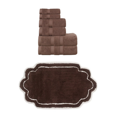 Talbert Collection 100% Soft Cotton 8 Pc Bath Towel Set & 1 Pc Bath Rug, (Set of 9), Coral