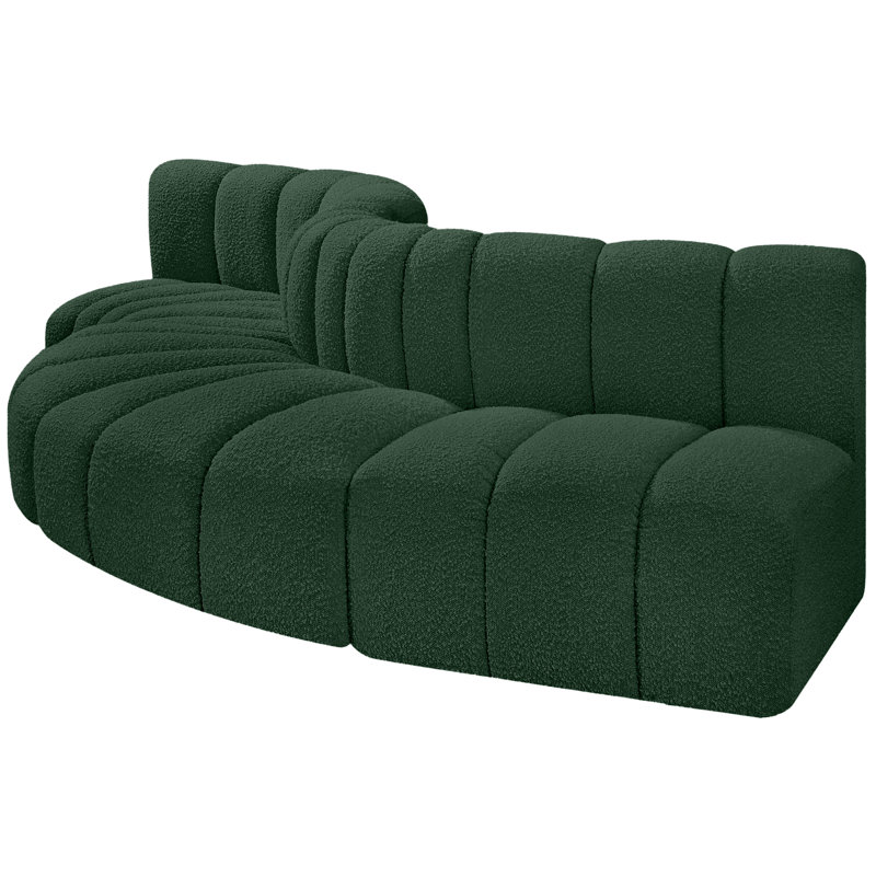 Hiu Upholstered Sofa & Chaise, Green Boucle Fabric