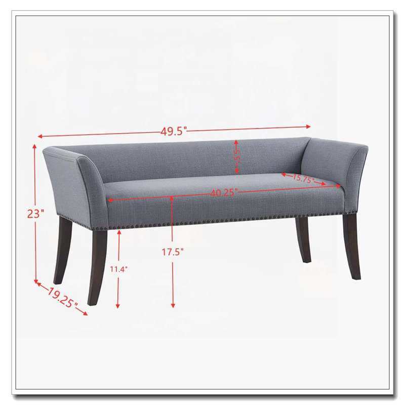 Banc d'appoint rembourré, Bleu ardoise