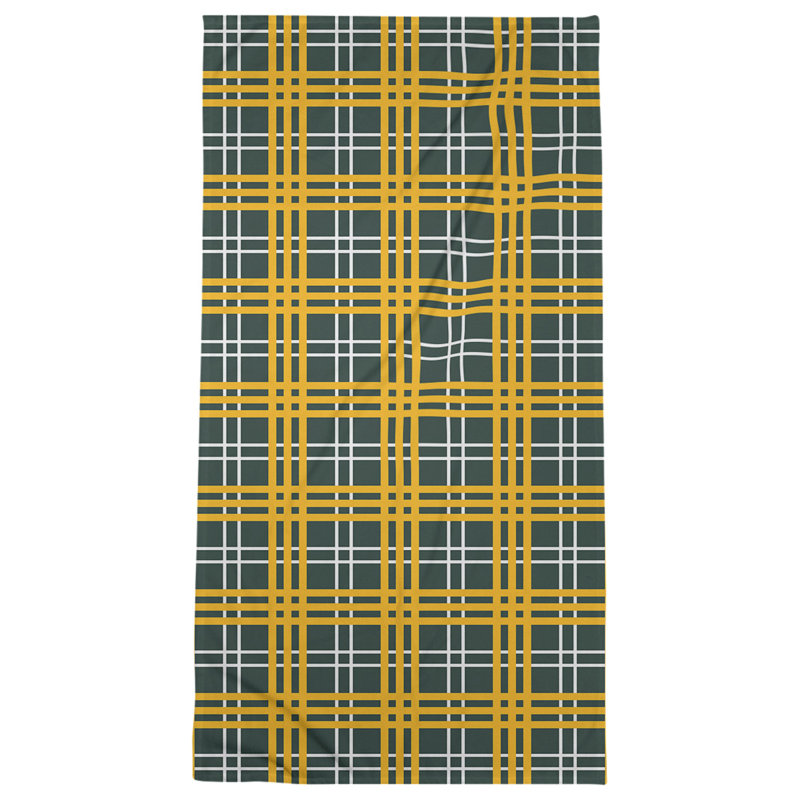 Serviette de plage football Green Bay, Vert foncé / blanc / or, Mélange polyester-coton