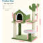 Arbre à chat, 35 po, poteau à griffer Cactus avec chat confortable, 3 niveaux, blanc