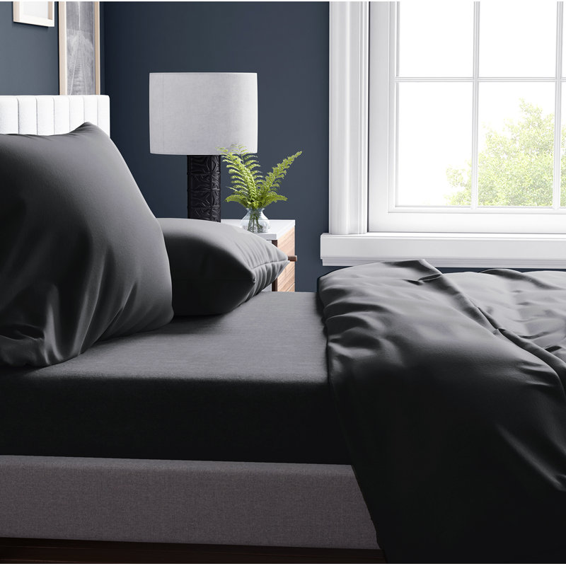 Sateen Sheet Set, Dark Gray, King Sheet Set + 1 Fitted Sheet + 2 Pillowcases