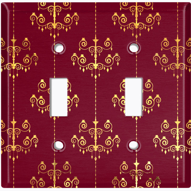 Plaque murale 2 lumières à damas avec bougie jaune Damask