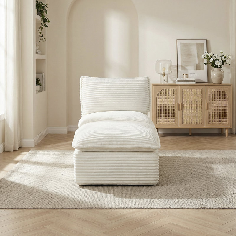 Single Middle Sofa, Compression Sofa, White