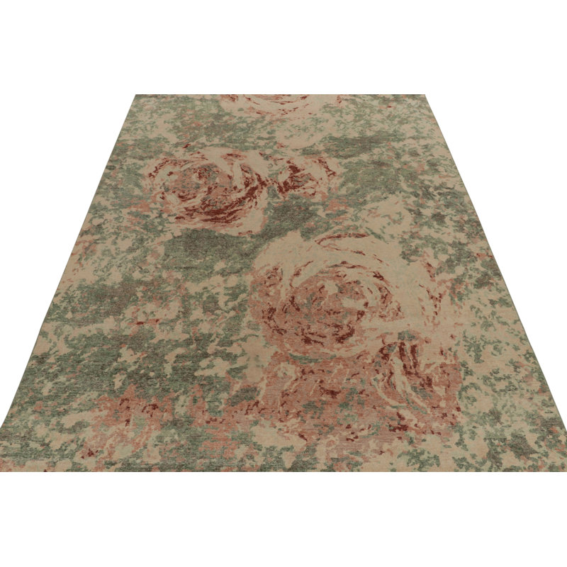 Distressed Homage Hand Knotted Wool Geometric Area Rug, Rectangle 9' x 12'