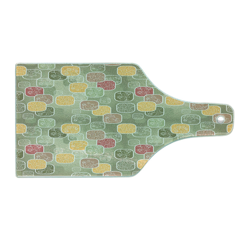 Multicolore planche à découper en verre trempé à motif floral Ambesonne