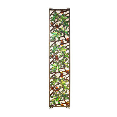 9" Wide X 42" High Acorn & Oak Leaf Stained Glass Window