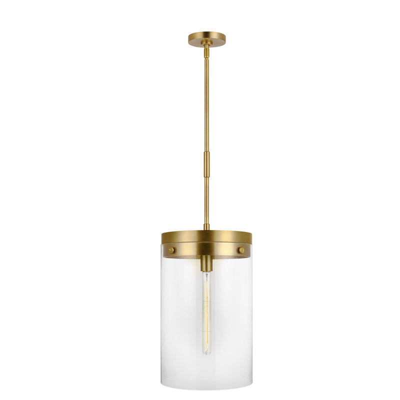 Garrett 1 - Light Single Cylinder Pendant by Chapman & Myers, Burnished Brass, 29.5" H x 12.375" W x 12.375" D