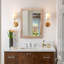 Miroirs de salle de bain à cadre en bois, miroir rectangulaire mural de style campagnard pour meuble-lavabo avec perles élégantes, horizontales ou verticales