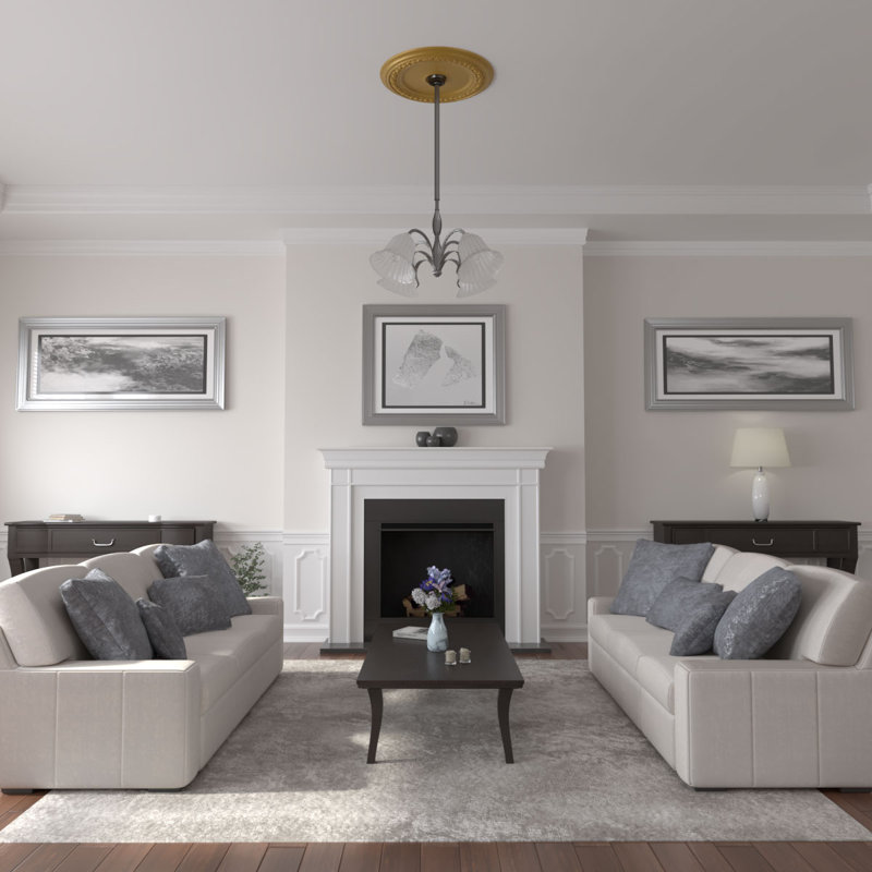 Médaillon de plafond ange Endurathane, diamètre extérieur de 32 1/4 po x P 3 5/8 po x P 1 1/8 po (convient aux auvents jusqu'à 15 3/4 po), fini bleu flash peint à la main