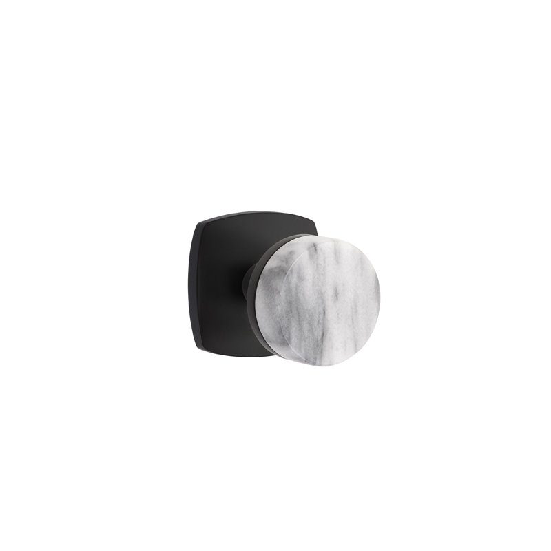 Select Round Knob with Square Rosette, Flat Black