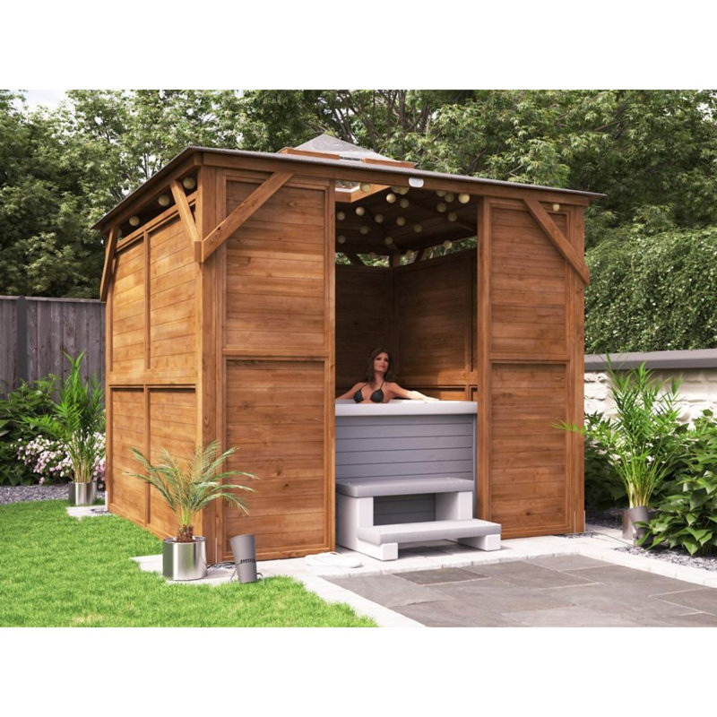 Dunster House Wooden Gazebo 2.5m x 2.5m Erin Enclosed Solid Wall Panels & Front Panel