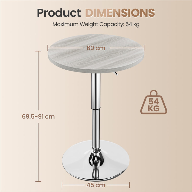 Round Metal Base Dining Table, Grey, Silver