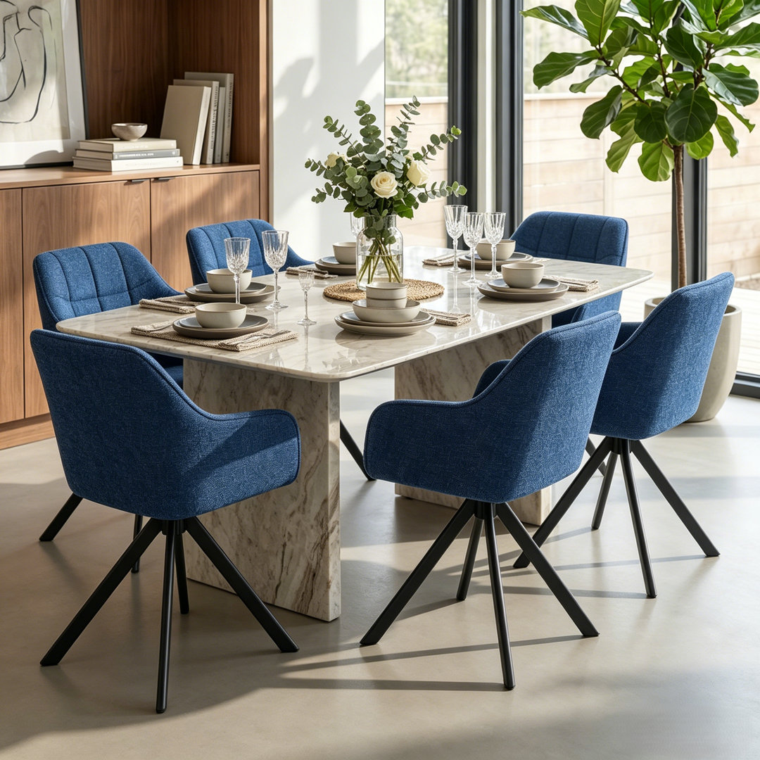 Modern Fabric Swivel Upholstered Dining Chair With Arm
