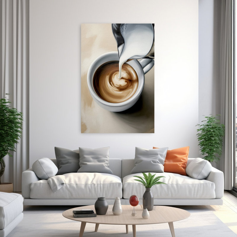 «Creamy Coffee Pour», art mural contemporain, H 60 po x l 40 po