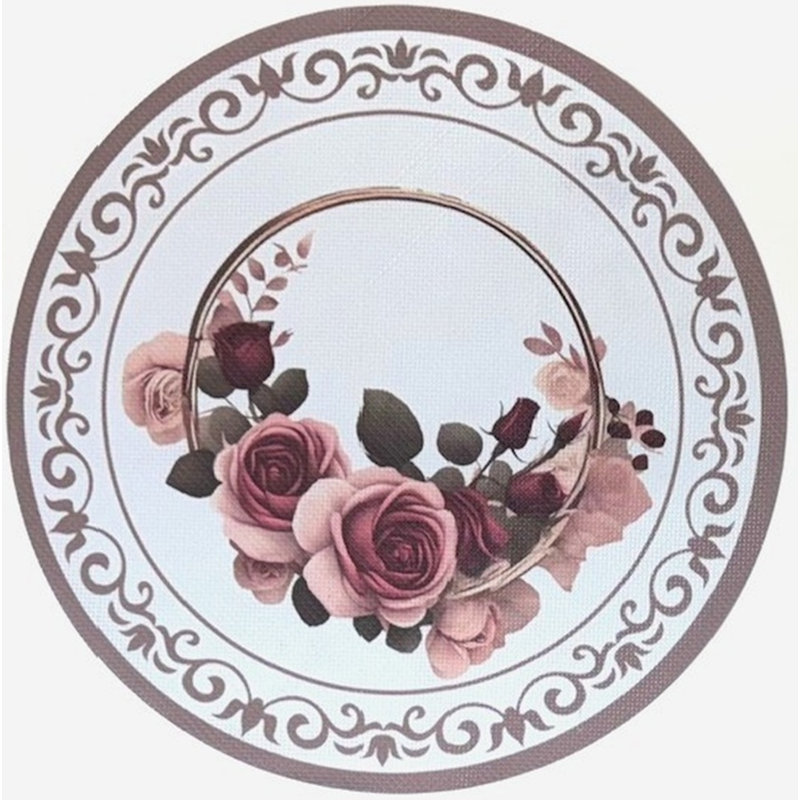 (38cm Road) Napperon en PVC souple - Rose, Blanc / Rose