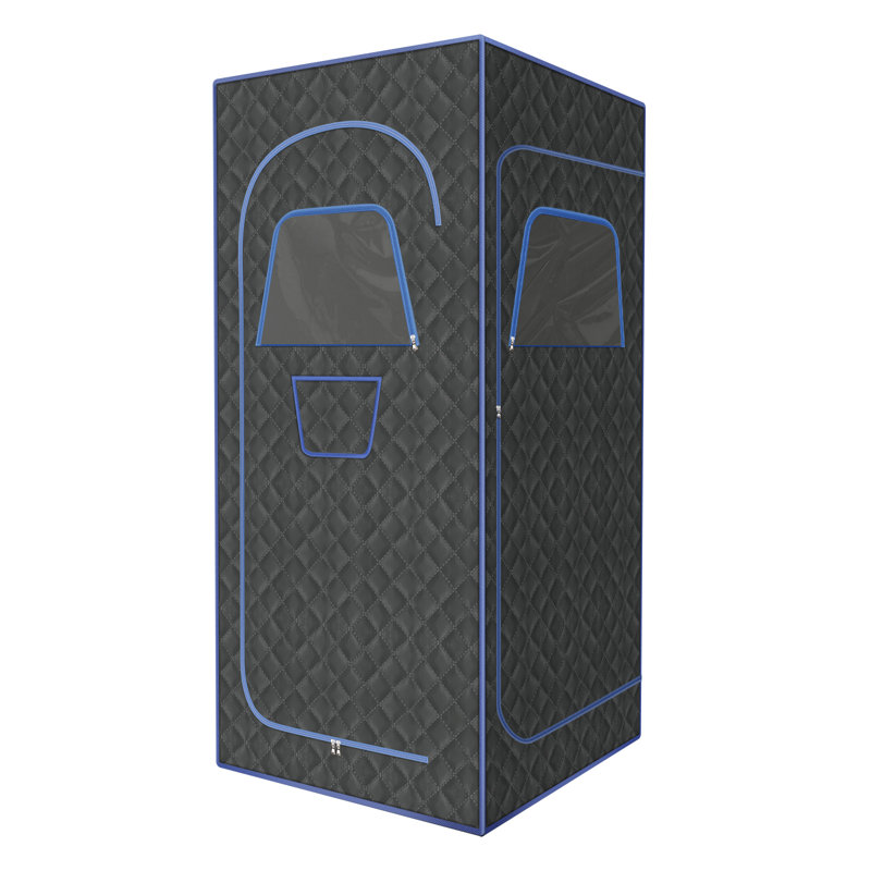 Portable 1 - Person Far Infrared Sauna Box Set W/ Remote Control, Black