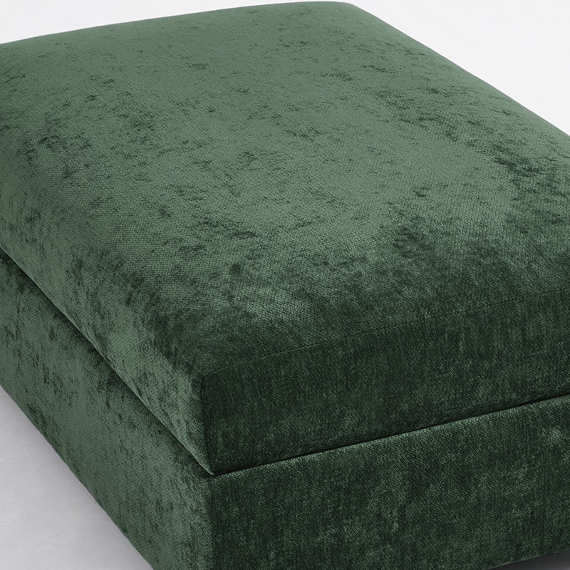 Repose-pieds rembourré rectangulaire en chenille vert, pièce modulaire simple pour canapé modulaire, Vert, Chenille