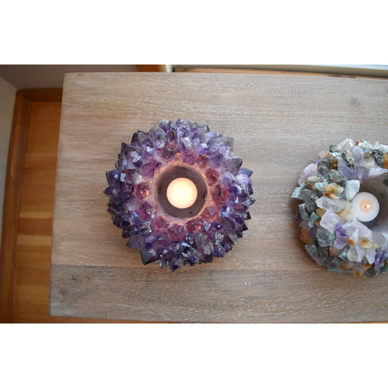 Stone Tabletop Votive Holder, Purple