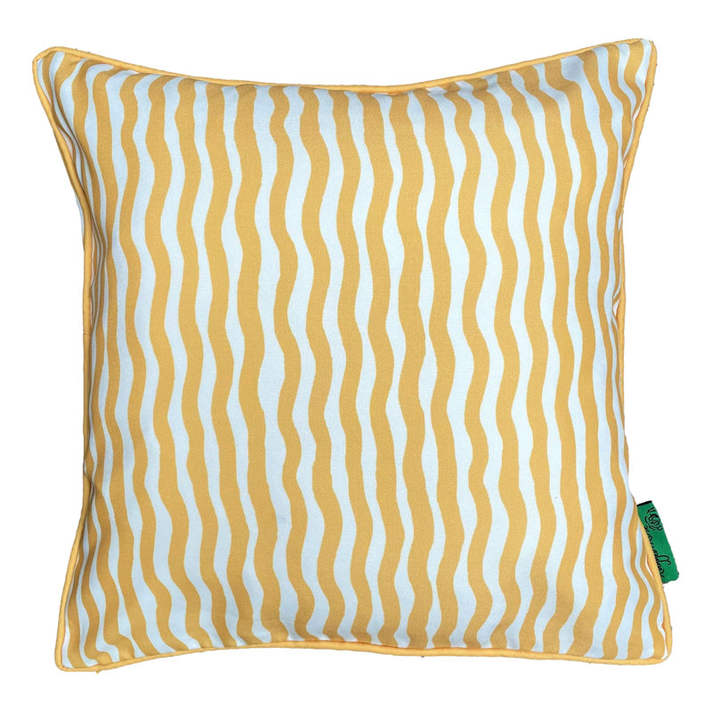 Indoor / Outdoor Striped Square Cushion, Yellow/White
