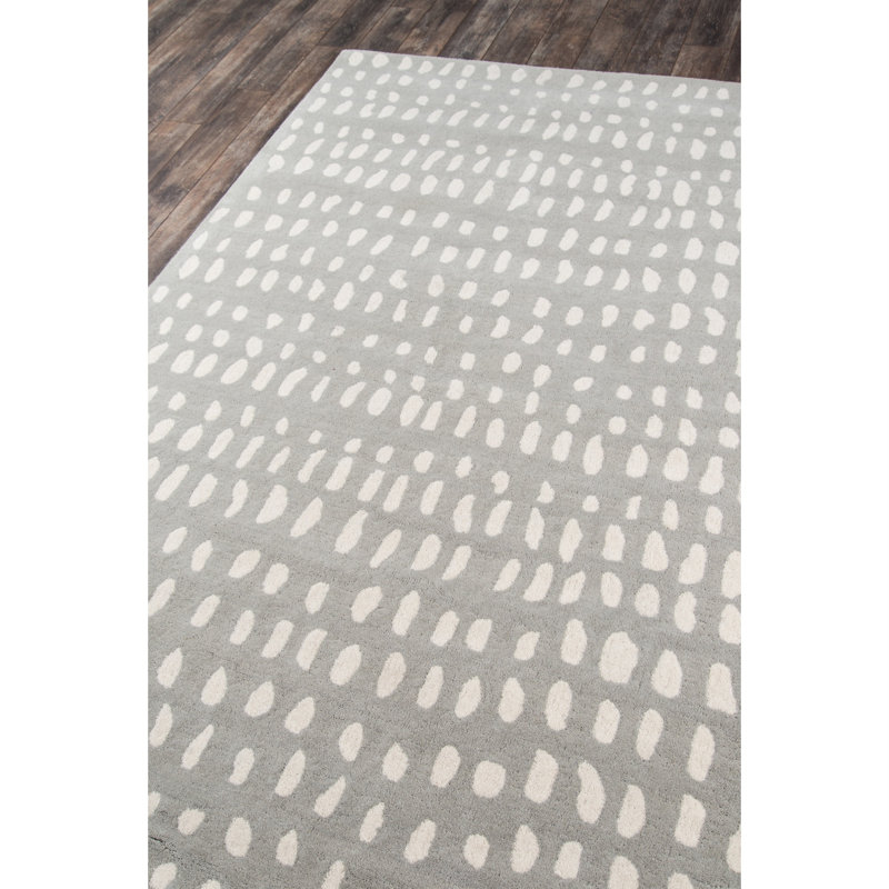 Tapis gris en polypropylène / viscose touffeté à la main Pacchi, Rectangle 3 pi 6 po x 5 pi 6 po